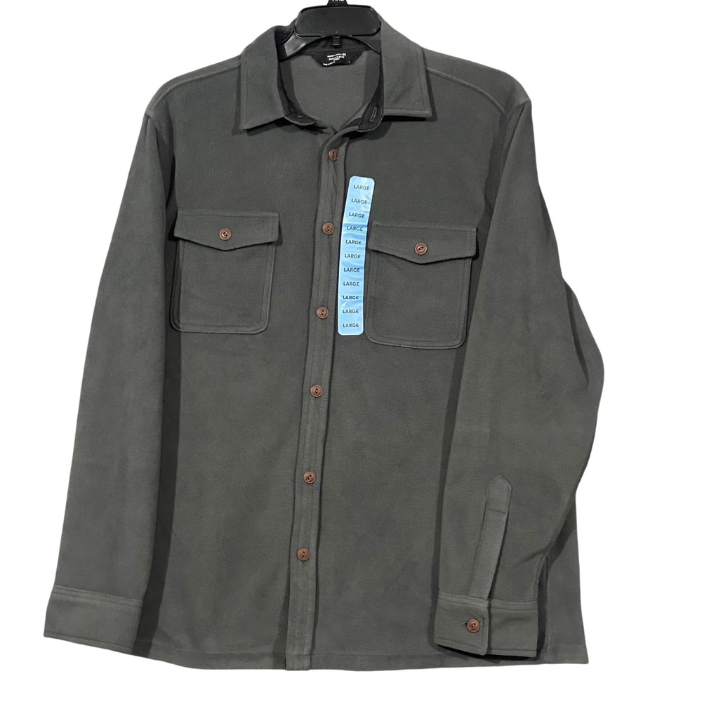 Member's Mark Polar Fleece Shirt Mens Large Grey Button Down WSCM-339-2024